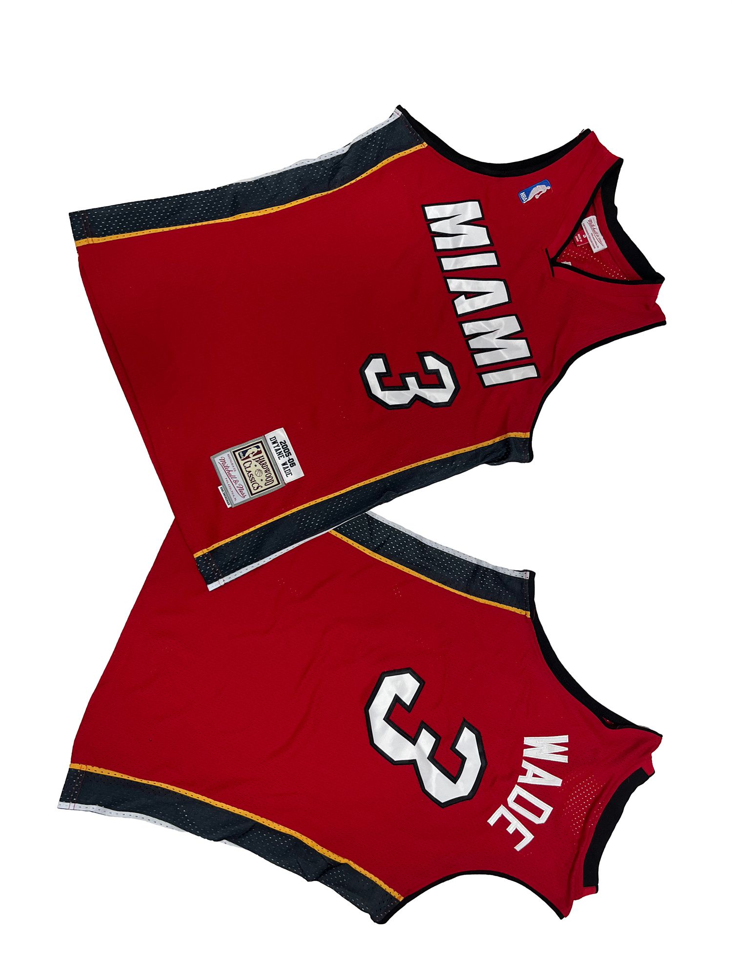 Men Miami Heat 3 Wade Red Throwback NBA Jersey